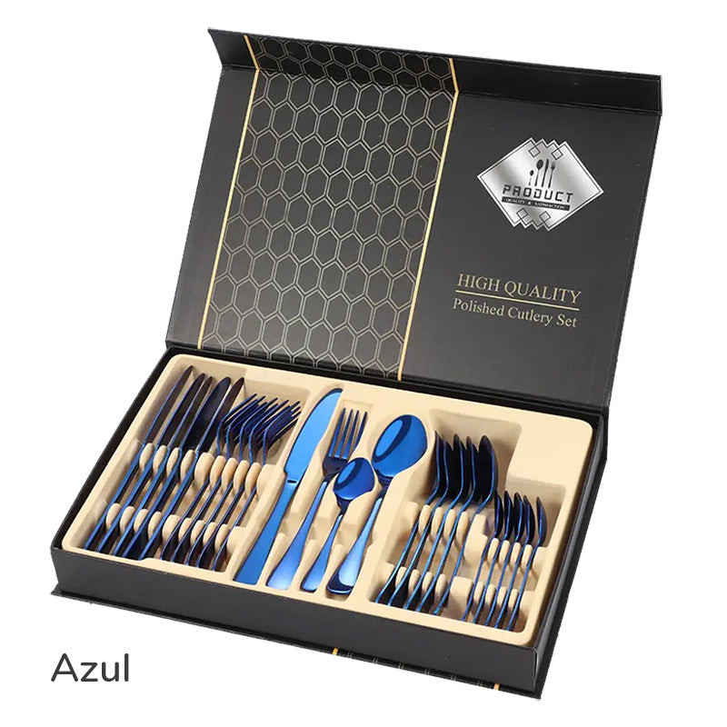 SET DE CUBIERTOS 24 PIEZAS EN ACERO INOXIDABLE