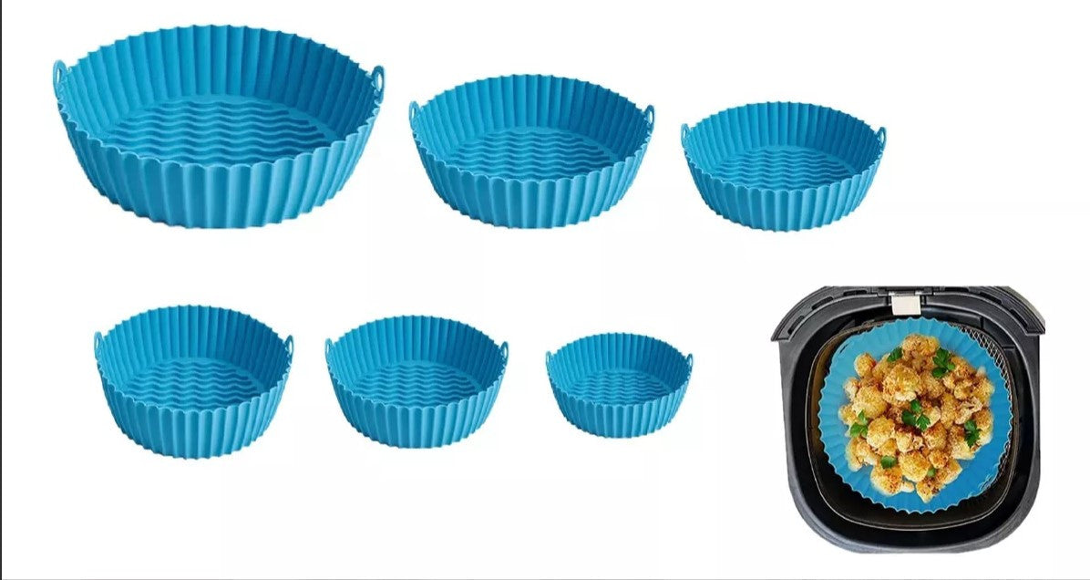 SET X 6 CANASTAS DE SILICONA PARA AIR FRYER