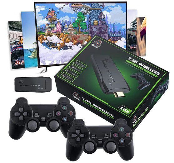 CONSOLA GAME STICK RETRO 64GB+10.000 JUEGOS + 2 CONTROLES INALAMBRICOS