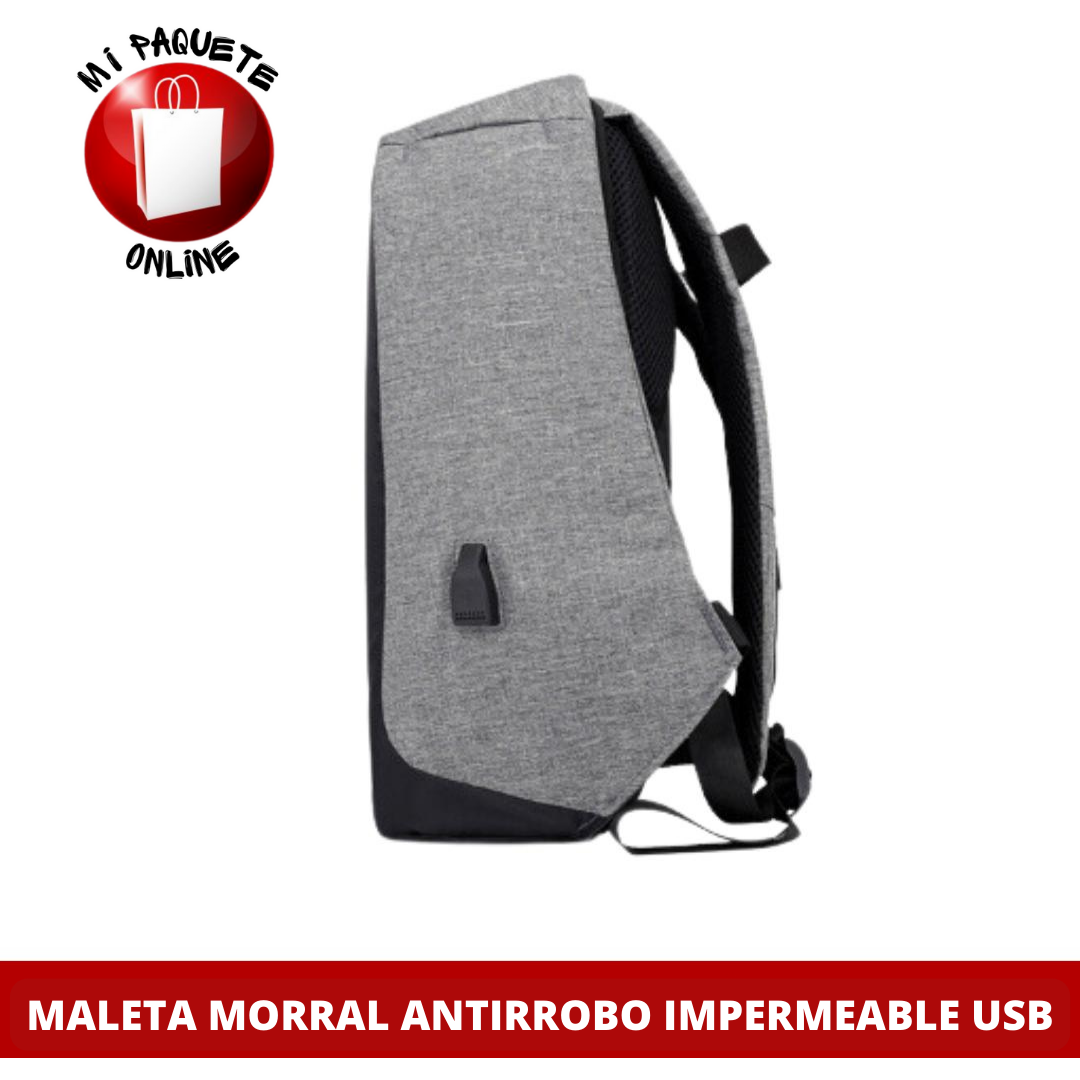 MALETA MORRAL ANTIRROBO IMPERMEABLE USB