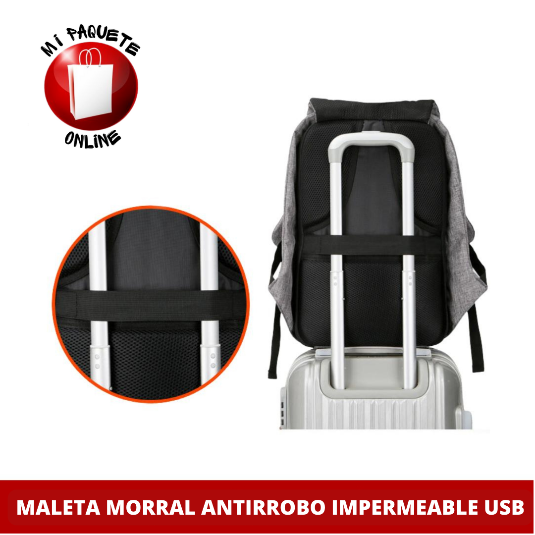 MALETA MORRAL ANTIRROBO IMPERMEABLE USB