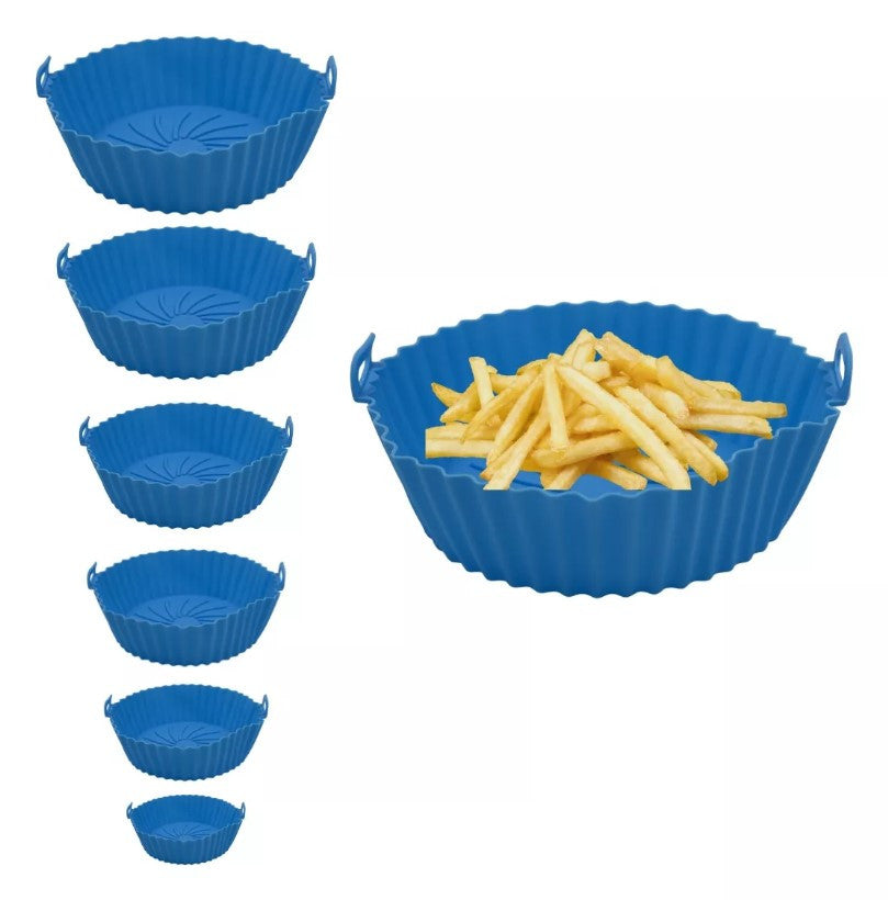 SET X 6 CANASTAS DE SILICONA PARA AIR FRYER