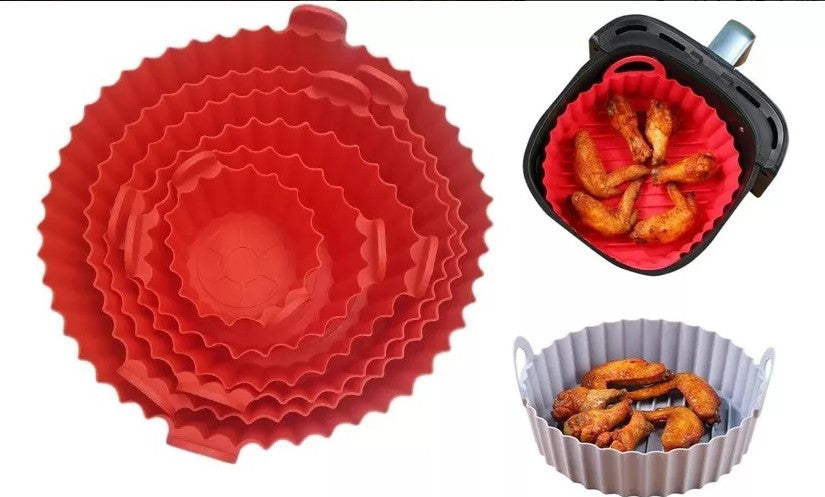 SET X 6 CANASTAS DE SILICONA PARA AIR FRYER